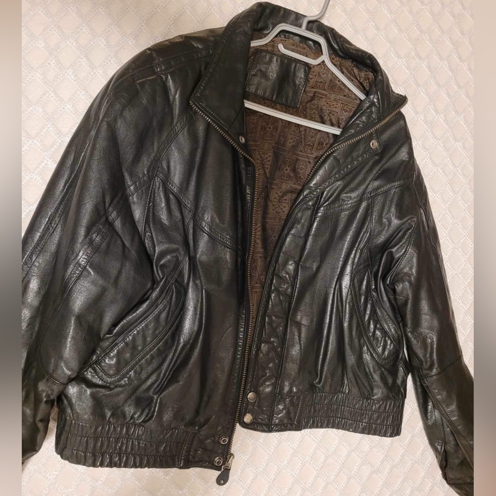 Vintage Men's Expressions International Black Leather Jacket